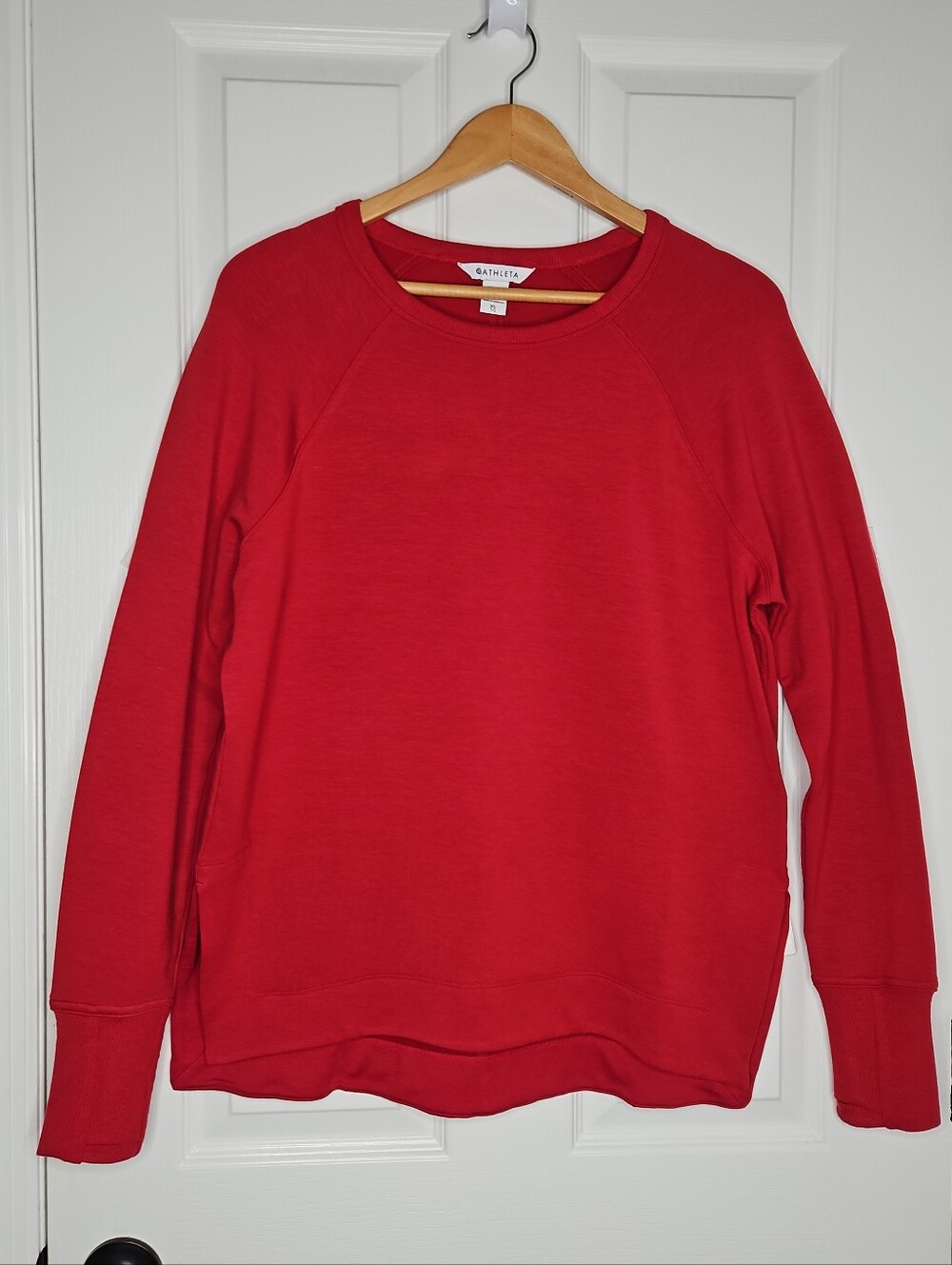 Athleta Coaster Luxe Recover Sweatshirt XL Red Yoga Soft Lightweight Stretch
